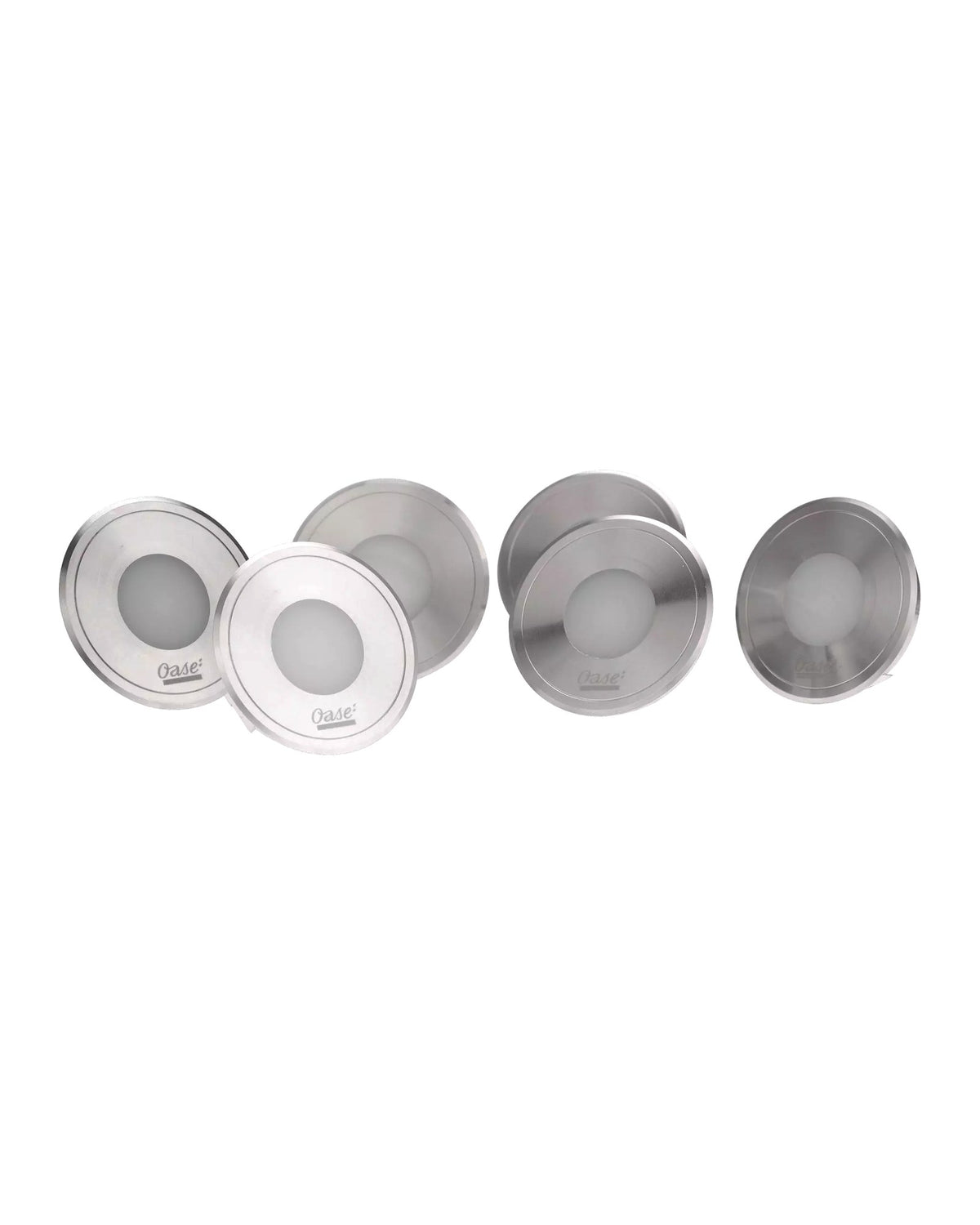 Sechs LunAqua Terra LED Einbauleuchten aus dem Set, teils hintereinander