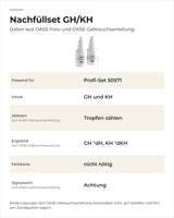 Daten OASE Nachfüllset GH/KH 50662: Inhalt, Ablesen über die Tropfenzahl, Signalwort