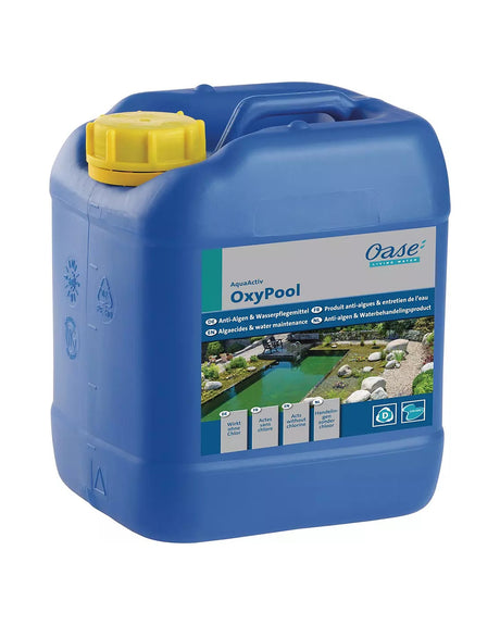 OASE AquaActiv OxyPool im blauen 20-l-Kanister mit mehrsprachigem Etikett