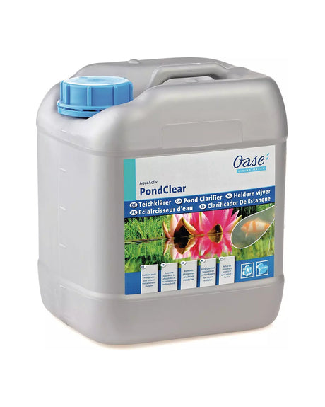 OASE AquaActiv PondClear im grauen 5-l-Kanister, Etikett im älteren OASE-Design