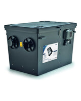 OASE ProfiClear Premium Compact-L gepumpt, Ablaufseite mit zwei Abläufen und Steuereinheit