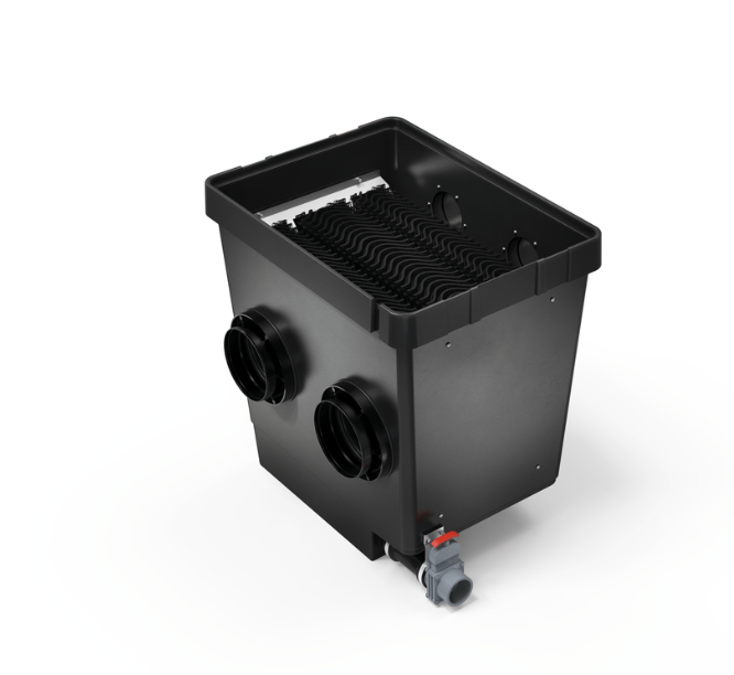 OASE ProfiClear Premium Ablaufmodul L mit ClearWave-Filterelementen für die biologische Endfilterung in modularen Koiteich- und Teichfilteranlagen.