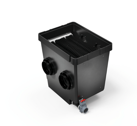 OASE ProfiClear Premium Ablaufmodul L mit ClearWave-Filterelementen für die biologische Endfilterung in modularen Koiteich- und Teichfilteranlagen.