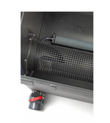 Detailaufnahme des OASE ProfiClear Premium Trommelfilters mit Filtertrommel, Spülrohr und Ablauf im Innenraum des Filtermoduls.