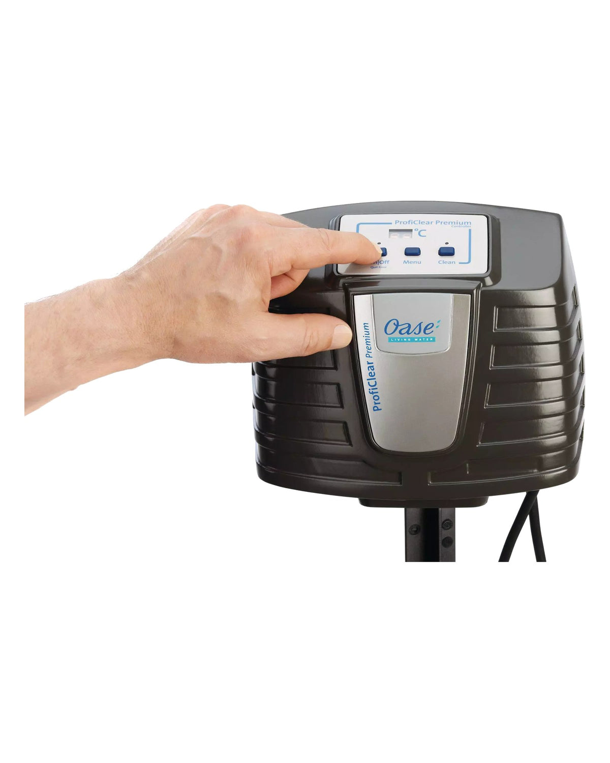 Steuereinheit des OASE ProfiClear Premium mit Temperaturanzeige und Tasten