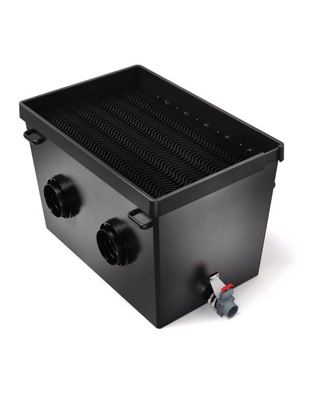 OASE ProfiClear Premium XL Ablaufmodul gepumpt mit ClearWave-Festbett, Einlaufseite mit Zugschieber