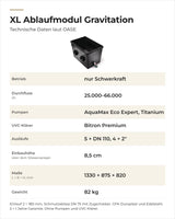 Technische Daten OASE ProfiClear Premium XL Ablaufmodul Gravitation: Durchfluss, Pumpen, Maße