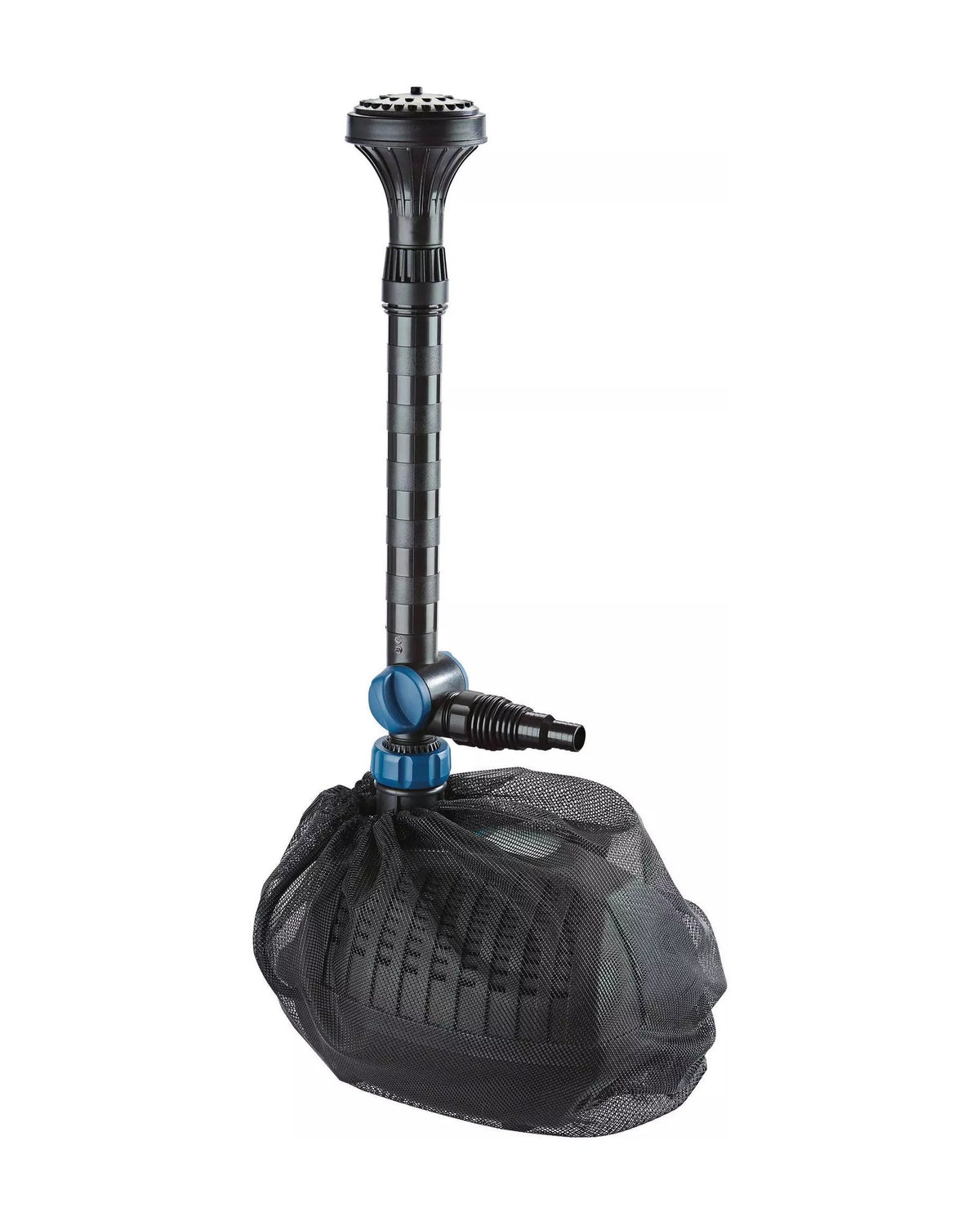 Fontänenpumpe mit Düse und Verlängerung, der Pumpenkörper steckt im OASE Pumpshield