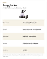 Daten OASE Saugglocke PondoVac Premium: passendes Gerät, Material, Anschluss und Einsatz