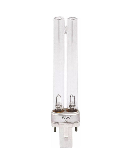 OASE UVC-Ersatzlampe 5 W stehend: zwei Röhren auf dem Sockel mit 2 Stiften, Aufdruck 5W