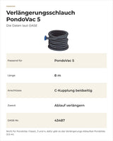 Daten OASE Verlängerungsschlauch PondoVac 5: passendes Gerät, Länge, Anschlüsse und Artikelnummer