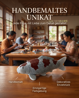 Handbemalte Ochiba Koi-Figur als einzigartiges Unikat – besondere Fischfigur mit individueller Farbgebung für Wohnbereich, Garten oder Teichbereich