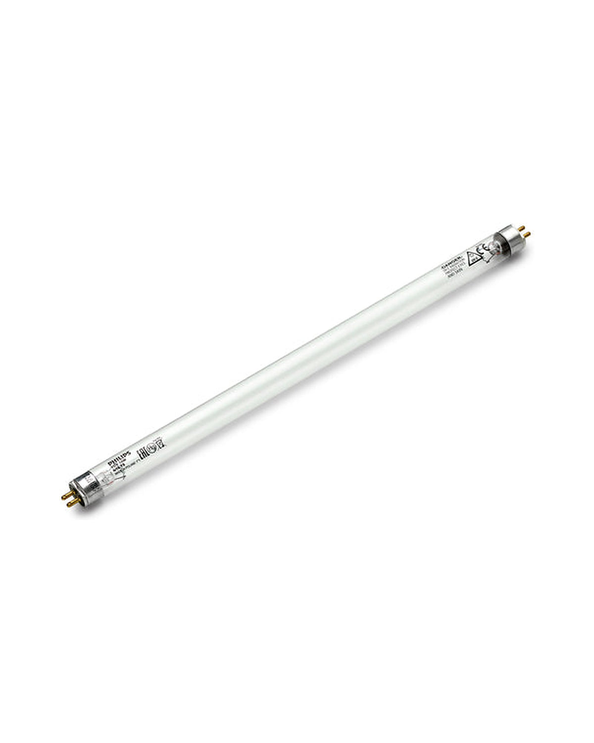 Philips UV-C-Röhre in T5-Bauform mit G5-Stiften an beiden Enden, Aufdruck Philips (Leistung nicht lesbar)