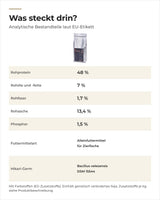 Saki-Hikari Deep Red: analytische Bestandteile laut EU-Etikett, 48 % Rohprotein und 7 % Rohöle und -fette