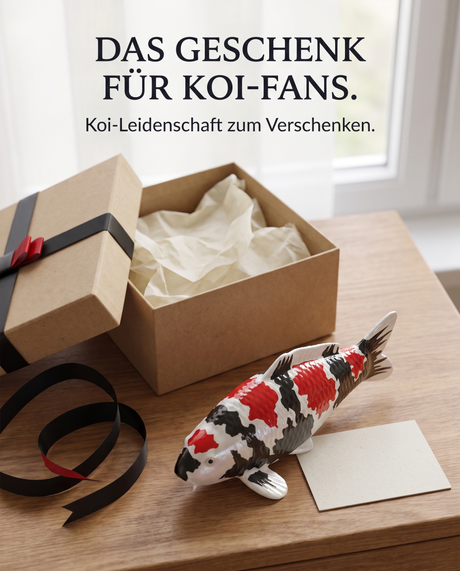 Handbemalte Showa Koi-Figur als besondere Geschenkidee für Koi-Fans – dekorative Fischfigur und einzigartiges Unikat zum Verschenken