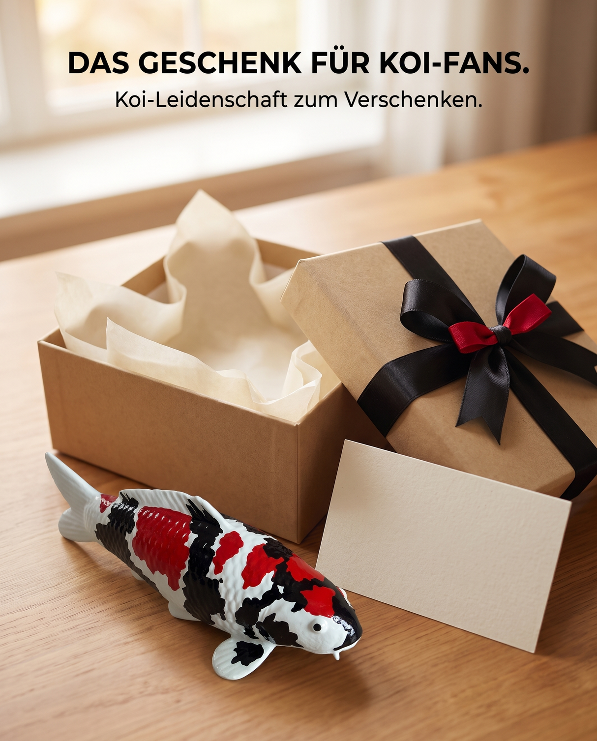 Handbemalte Showa Koi-Figur als besondere Geschenkidee für Koi-Fans – dekorative Fischfigur und einzigartiges Unikat zum Verschenken