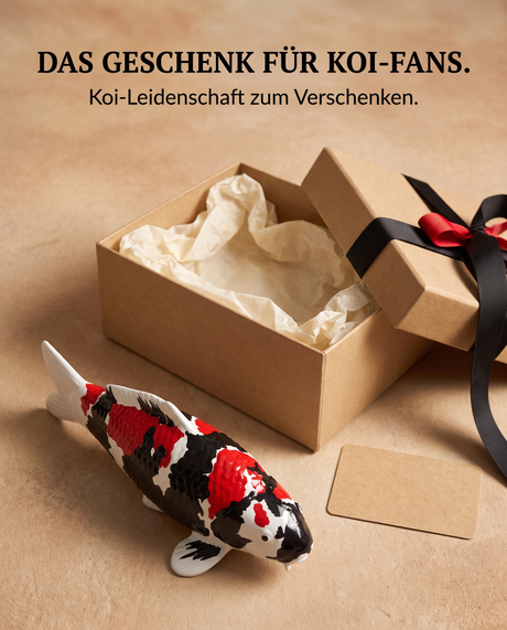 Handbemalte Showa Koi-Figur als besondere Geschenkidee für Koi-Fans – dekorative Fischfigur und einzigartiges Unikat zum Verschenken