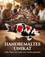 Handbemalte Showa Koi-Figur als einzigartiges dekoratives Unikat mit individueller Farbgebung – besondere Fischfigur für Koi-Liebhaber, Wohnbereich oder Teichbereich