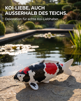 Handbemalte Showa Koi-Figur als besondere Deko am Teich – dekorative Karpfen-Figur für Garten, Terrasse und Teichbereich, ideal für Koi-Liebhaber