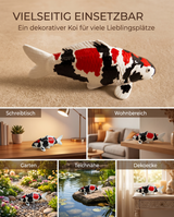 Handbemalte Showa Koi-Figur als vielseitige Deko für Schreibtisch, Wohnbereich, Garten, Teichnähe oder Dekoecke – besondere Karpfen-Figur für Koi-Liebhaber