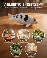 Tancho Sanke Koi-Figur als besondere Japan-Deko für Schreibtisch, Wohnbereich, Garten, Dekoecke und Teichnähe