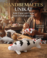 Handbemalte Tancho Sanke Koi-Figur als einzigartiges Deko-Unikat mit detailreicher Farbgebung – besondere Japan-Deko und Geschenkidee für Koi-Liebhaber