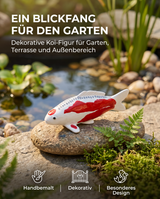 Handbemalte Tancho Shusui Koi-Figur als dekorativer Blickfang für Garten, Terrasse und Teichbereich