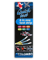 Colombo Quicktest 6 in 1: Packung mit 50 Teststreifen für pH, KH, GH, Nitrit, Nitrat und Chlor